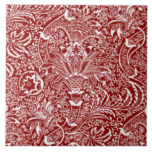William Morris Indian, Dark Red en White Tegeltje