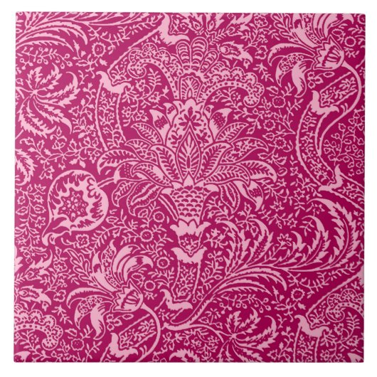 William Morris Indian, Deep Fuchsia Pink Tegeltje (Voorkant)