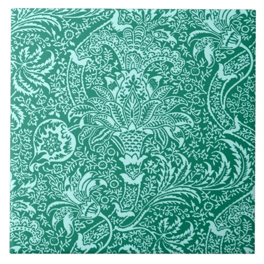 William Morris Indian, Turquoise en Light Aqua Tegeltje (Voorkant)