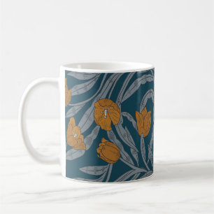 William Morris Inspired Dark Floral Pattern Koffiemok