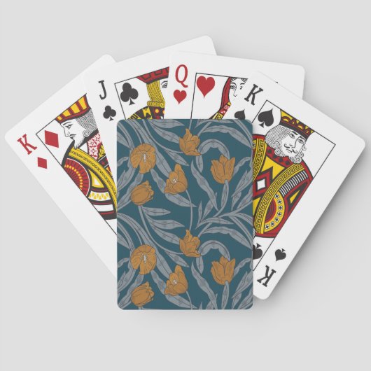 William Morris Inspired Dark Floral Pattern Pokerkaarten (Achterkant)
