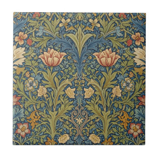 William Morris Inspired Floral Ceramic Tile Tegeltje