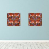 William Morris Inspired Fox with poppies bluebell  (Parquet)