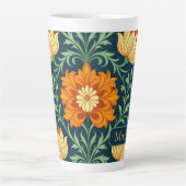 William Morris Inspired Pattern Orange Flower Latte Mok (Voorkant)