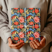 William Morris inspireerde dieprode pastel roze bl Cadeaupapier