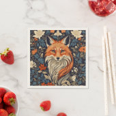 William Morris inspireerde Floral Red Fox Servet (Insitu)