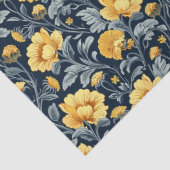 William Morris inspireerde gele bloemen marine bla Tissuepapier (Detail)