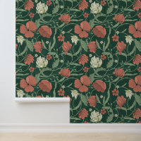 William Morris inspireerde Green Red Botanical Flo