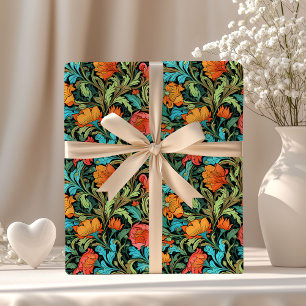 William Morris inspireerde kleurrijke bloemen Cadeaupapier