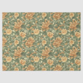 William Morris inspireerde oranje pastelgroene blo Tissuepapier (Voorkant)