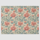 William Morris inspireerde rode salie groen roze Tissuepapier (Voorkant)