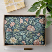 William Morris inspireerde roze gele bloemen Tissuepapier (Geschenk)