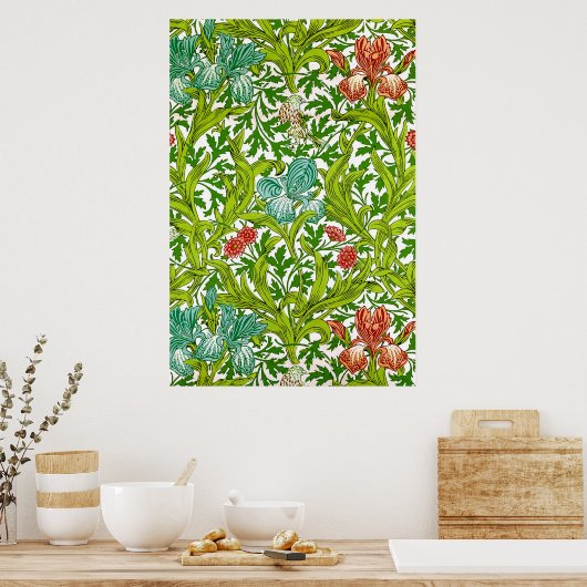 William Morris Iris Bird Floral Pattern Poster (Keuken)