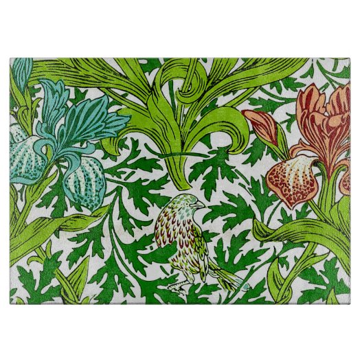 William Morris Iris Bird Floral Pattern Snijplank (Voorkant)