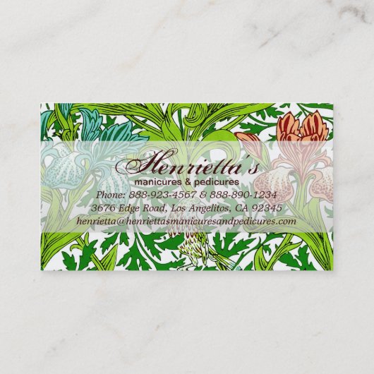  William Morris Iris Bird Floral Pattern Visitekaartje (Achterkant)