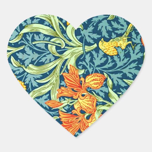 William Morris - Iris,  bloempatroon Hart Sticker (Voorkant)