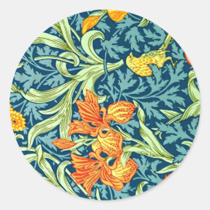 William Morris - Iris, bloempatroon Ronde Sticker