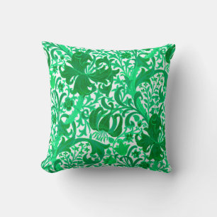 William Morris Iris en Lelie, Jade Groen Kussen