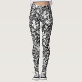 William Morris Iris en Lily, Black en White Leggings (Voorkant)