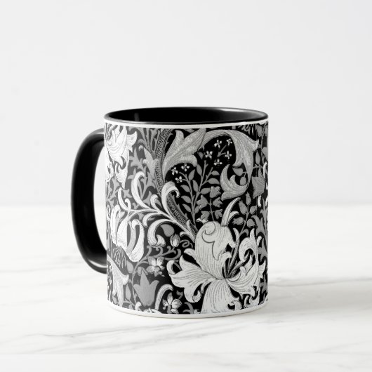 William Morris Iris en Lily, Black en White Mok (Voorkant links)