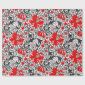 William Morris Iris en Lily, Black, White en Red Cadeaupapier (Vlak)