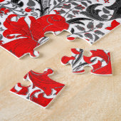 William Morris Iris en Lily, Black, White en Red Legpuzzel (Zijkant)