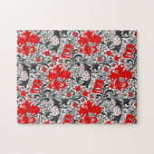 William Morris Iris en Lily, Black, White en Red Legpuzzel (Horizontaal)