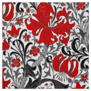 William Morris Iris en Lily, Black, White en Red Stof