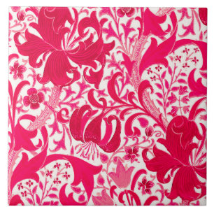 William Morris Iris en Lily, Fuchsia Pink Tegeltje