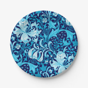 William Morris Iris en Lily, Indigo Blue Papieren Bordje