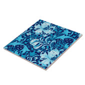 William Morris Iris en Lily, Indigo Blue Tegeltje (Zijkant)