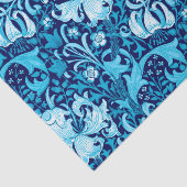 William Morris Iris en Lily, Indigo Blue Tissuepapier (Detail)