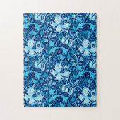 William Morris Iris en Lily, Indigo Blue & White Legpuzzel (Verticaal)