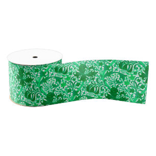 William Morris Iris en Lily, Jade Green Grosgrain Lint