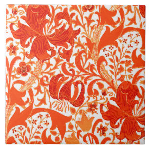 William Morris Iris en Lily, Mandarin Oranje Tegeltje