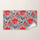 William Morris Iris et Lily, noir, blanc et rouge (Serviette à main)