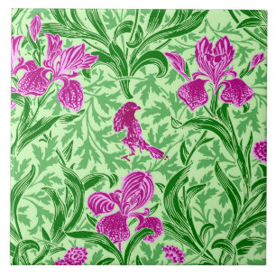 William Morris Irise, Green, Magenta en Orchid Tegeltje