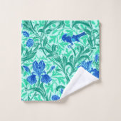 William Morris Irises, Bleu de Cobalt, Aqua et Tur (Gant de toilette)