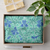 William Morris Irises, Cobalt Blue, Aqua en Blauwg Tissuepapier (Geschenk)