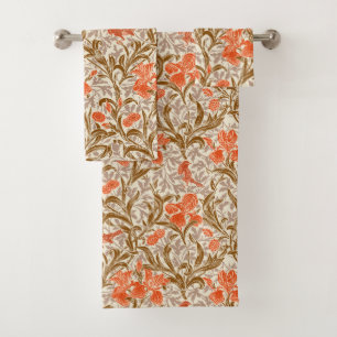 William Morris Irises, Coral Orange, Brown et beig