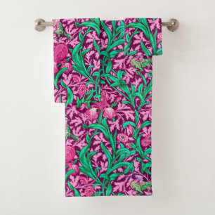 William Morris Irises, Fuchsia Pink and Wine