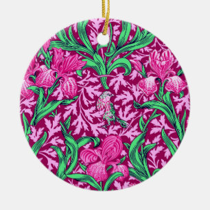 William Morris Irises, Fuchsia Pink en Burgundy Keramisch Ornament