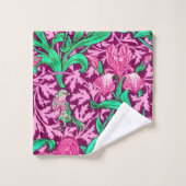 William Morris Irises, Fuchsia Pink en Wine Bad Handdoek (Wasdoekje)