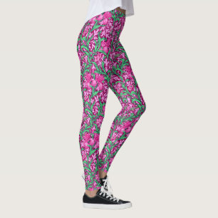 William Morris Irises, Fuchsia Pink en Wine Leggings
