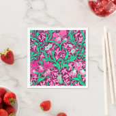 William Morris Irises, Fuchsia Pink en Wine Servet (Insitu)