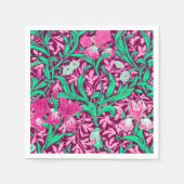 William Morris Irises, Fuchsia Pink en Wine Servet (Voorkant)