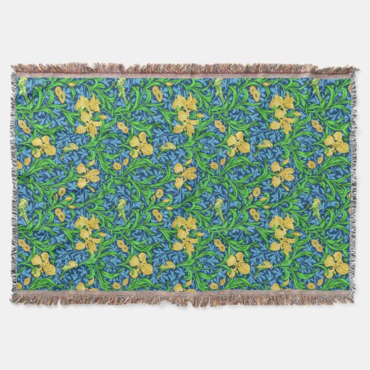 William Morris Irises, Geel en Kobalt Blue Deken (Voorkant)