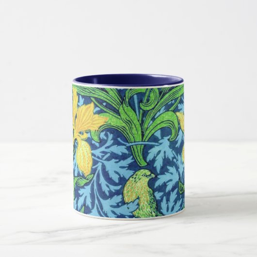 William Morris Irises, Geel en Kobalt Blue Mok (Midden)