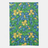 William Morris Irises, Geel en Kobalt Blue Theedoek (Verticaal)