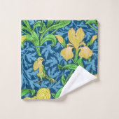 William Morris Irises, jaune et bleu de cobalt (Gant de toilette)